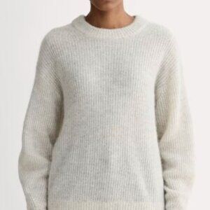 Everlane Cocoon Crew Alpaca Wool Blend Almond Gray Cozy Sweater